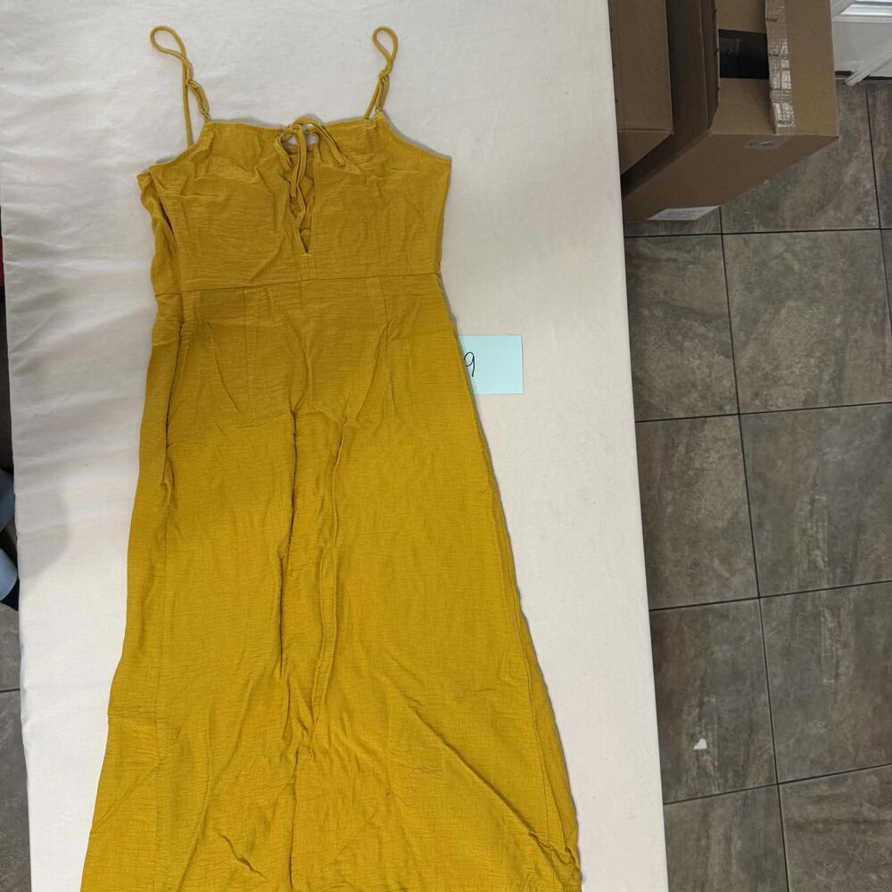 H&M Mustard Yellow Spaghetti Strap Dress Size Medium - Picture 7 of 8